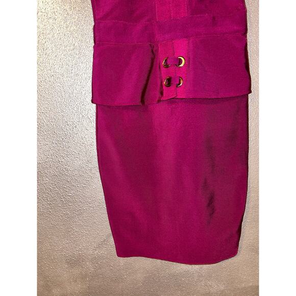 WOW Couture Purple Grommet Bandage Peplum Dress NWT Bodycon Mini Adjustable Sm - Picture 5 of 13
